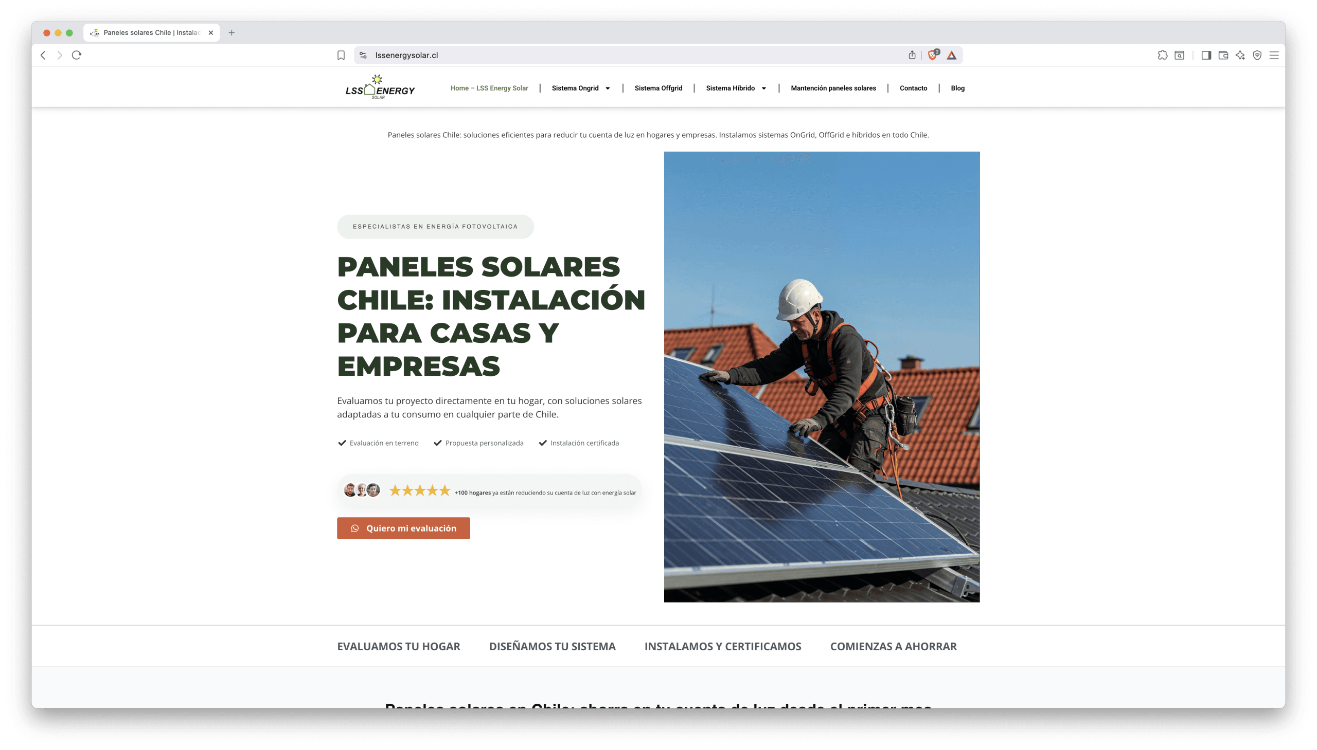 Caso real LSS Energy Solar sitio web y marketing digital