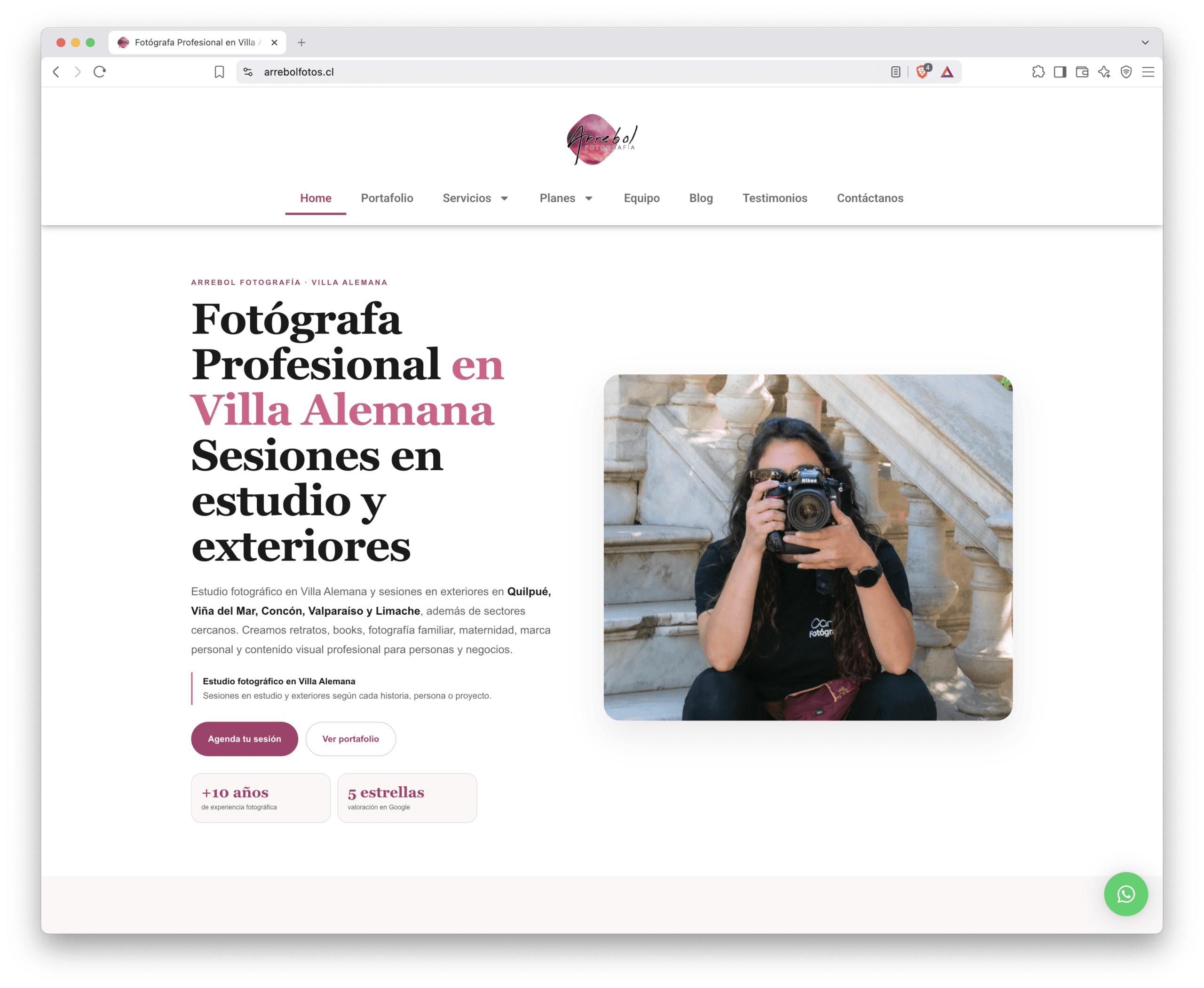 Sitio web de Arrebol Fotografía desarrollado por Identidad en Acción